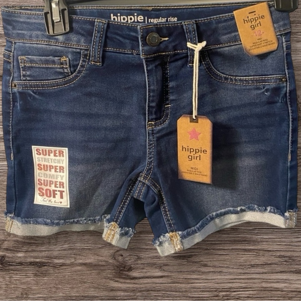 Hippie Girl‎ Midi Jean Shorts Regular Rise Super Soft Stretch Adjustable Waist
